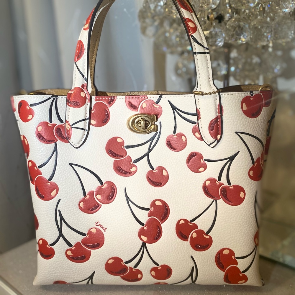 Coach Cherry Print White and Red Tote